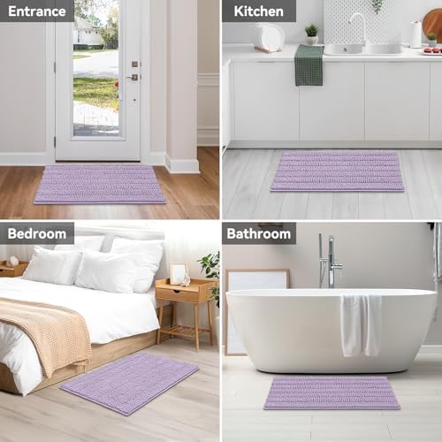 Bcoimo Bath Rug Mat,Chenille Extra Soft Lavender Bathroom Floor Shower Mats