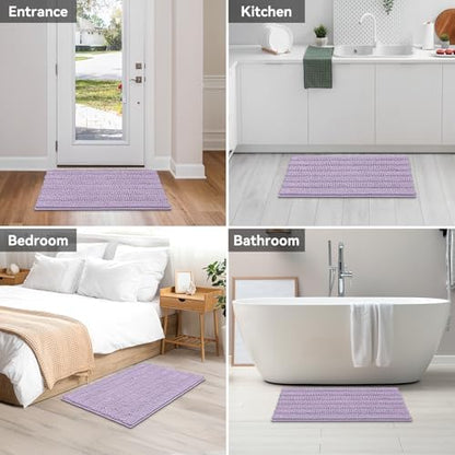 Bcoimo Bath Rug Mat,Chenille Extra Soft Lavender Bathroom Floor Shower Mats