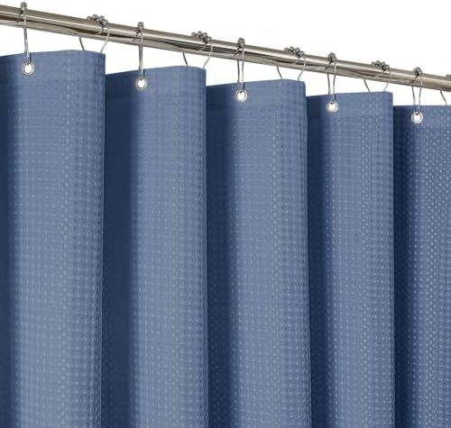 2-in-1 Waterproof Fabric Shower Curtain - No Separate Liner Needed, Hotel-Style Waffle Weave, Effortless Cleaning & Washable Bathroom Shower Curtain Set,72Wx72H,Moonlight Blue