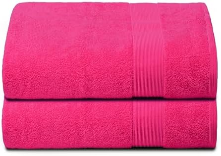 Belizzi Home Premium Cotton Oversized 2 Pack Bath Sheet 35x70-100% Pure Cotton - Ideal for Everyday use - Ultra Soft & Highly Absorbent - Machine Washable - Hot Pink