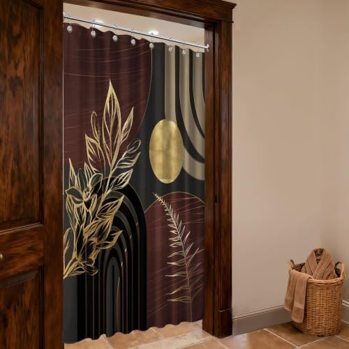 Dark Brown and Gold Stall Shower Curtain, 48X72 in Narrow Small