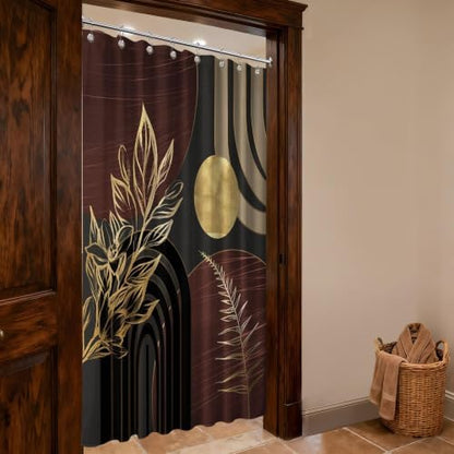 Dark Brown and Gold Stall Shower Curtain, 48X72 in Narrow Small