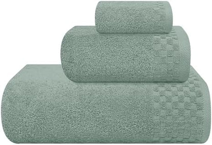 MyOwn Ultra Soft 3 Pack Cotton Towel Set, Contains a Bath Towels 28x55 inch, a Hand Towels 16x24 inch & a Wash Coths 12x12 inch, Ideal Everyday use, Compact & Lightweight - Jade