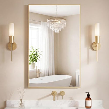 NEWBULIG 24"x40" Wall Mirror, Bathroom Mirrors for Over Sink, Gold