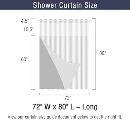 Gibelle No Hook Cloth Navy Shower Curtain with Liner, 72x80