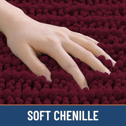 Smiry Bathroom Rugs 47X20, Extra Soft Rubber Backing Chenille Bath Mats