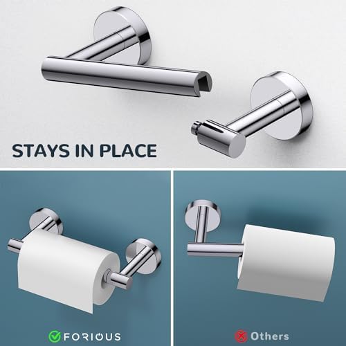 FORIOUS Toilet Paper Holder and Towel Ring Set, Bathroom Accessories Set