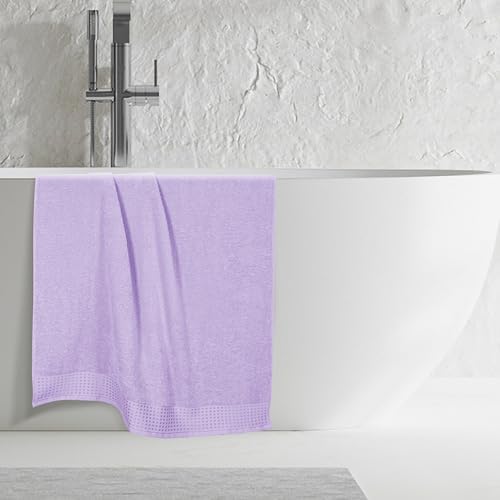 GLAMBURG 100% Cotton Oversized 2 Pack Bath Sheets 35x70, Ultra Soft Highly Absorbant Compact Quickdry & Lightweight Large Bath Sheet Set, Ideal for Gym Travel Camp Pool - Purple