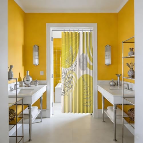 Mustard Yellow Stall Shower Curtain, 36X72 in Narrow Small, Mid Century