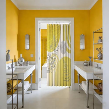 Mustard Yellow Stall Shower Curtain, 36X72 in Narrow Small, Mid Century