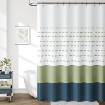 jinchan Boho Shower Curtain Green and White 70x72 Inch 12 Hooks