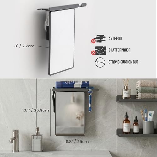 TAILI Shower Mirror Fogless for Shaving,Fogless Mirror for Shower with Tray