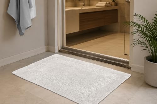 COTTON CRAFT Bath Rugs - 2 Pack Large 20x30 Soft Plush Bath Mats - Platinum