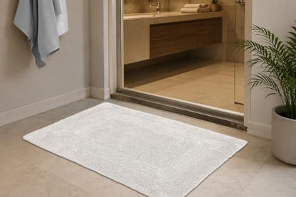 COTTON CRAFT Bath Rugs - 2 Pack Large 20x30 Soft Plush Bath Mats - Platinum