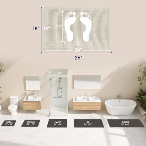 SUBRTEX Waffle Braided Bath Mat, 16" x 24" Soft Waffle Bath Rugs, Absorbent Non Slip Bathrooom Mats, Machine Washable Area Rug for Bathroom, Quick Dry, Off White