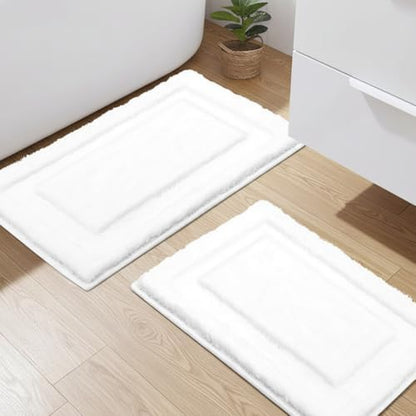 SHACOS Soft Microfiber Bathroom Rugs Set of 2 Pieces, White