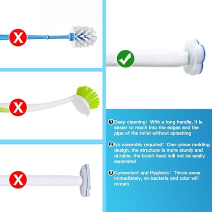 Topo Bear Disposable Toilet Brush Holder Set Toilet Wand (Pack of 2) Toilet Cleaner Scrubber with 24 Refills
