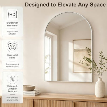Arched Wall Mirror for Bathroom, 30"x40" Arched Mirror Wall Mounted Mirror with Metal Frame, Gold Vanity Mirror Decor for Mantle, Bedroom, Entryway, Living Room