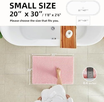 TYUU Waffle Bath Mat, Cute Bathroom Rugs Non Slip, 30x20 Light Peachy Pink