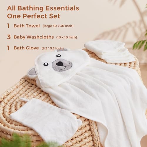 Momcozy Baby Towel, 5pcs Baby Bath Towel Set，Soft&Breathable