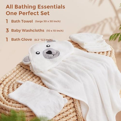Momcozy Baby Towel, 5pcs Baby Bath Towel Set，Soft&Breathable