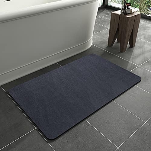 MontVoo -Bath Mat Rug-Rubber Backing Non Slip Quick Dry Absorbent Thin Bathroom Rugs Fit Under Door-Faux Suede Surface Bathroom Floor Mats-Shower Rug for in Front of Bathtub Shower Navy 16"x24"