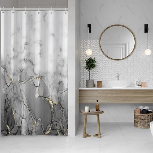 Gray Marble Stall Waterproof Shower Curtain 36x72 inches