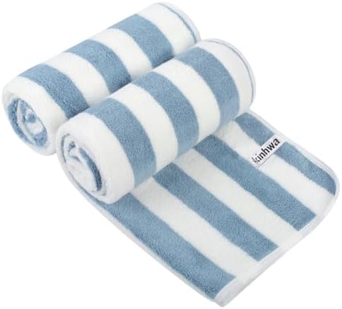KinHwa Blue Hand Towels for Bathroom, Microfiber, 16x30 Inch, 2 Pack