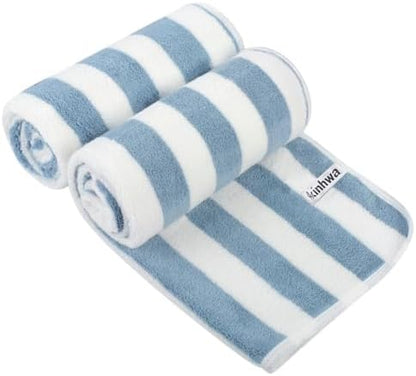 KinHwa Blue Hand Towels for Bathroom, Microfiber, 16x30 Inch, 2 Pack