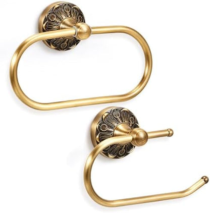 2 Pcs Antique Toilet Paper Holder Hand Towel Ring, Style 3