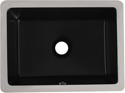 16 Inch Undermount Bathroom Sink Black Rectangle Sink with Overflow | 15-3/4"x11-3/4" Black Under Counter Design,Ceramic,Easy to Clean,Modern Style,Ideal for bathroom, vanity, lavatory, restroom