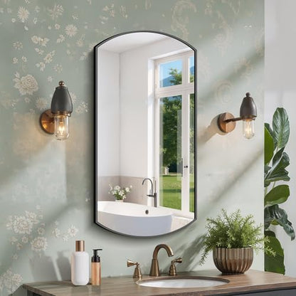 COFENY Bathroom Mirror, 20x40 Inch Black Oval Wall Mounted Mirror with Thin Metal Frame, Modern Bathroom Vanity Mirrors for Over Sink, Entryway, Living Room, Bedroom