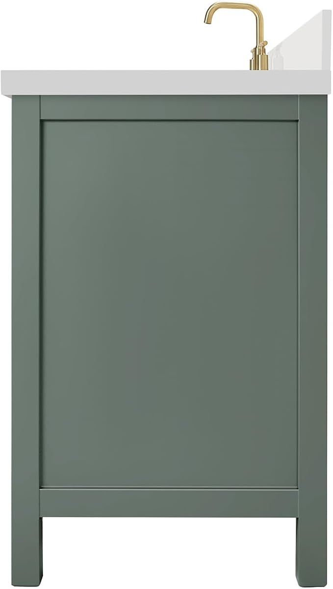 ARIEL Cambridge 36-inch Bathroom Vanity with Sink,Solid Wood, 1.5-inch Pure White Quartz Countertop, Single Rectangular Porcelain Sink, 2 Soft Closing Doors, 5 Dovetail Drawers, Vintage Green