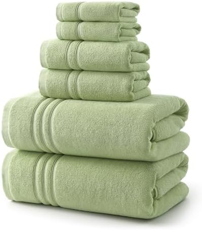 REDKISS Sage Towels Set 6 Piece Cotton Towel Sets with 2 Bath Towels, 2 Hand, 2 Washcloths, 650GSM Hotel Quality, Soft, Highly Absorbent Towels for Bathroom Gym, Ideal Everyday Use