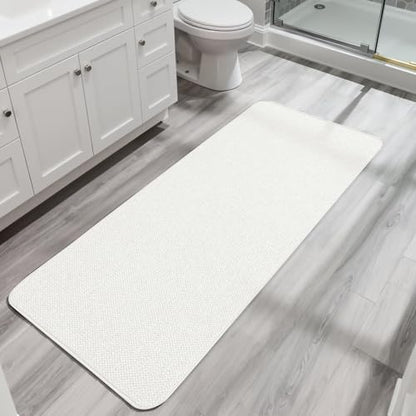 Bosap Bath Mat,Ultra Thin Bathroom Runner Rugs,Large Bath Mats for Bathroom,Quick Dry,Non-Slip,Machine Washable,Low Pile,Bath Rug,Shower Outside,Sink,Home Decor Accessories.Cream,2'x5'（24x60inch）