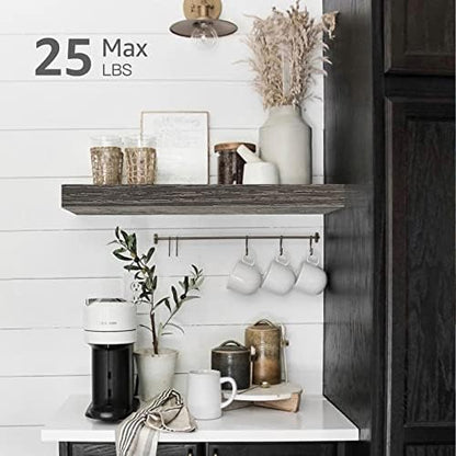 QEEIG Bathroom Floating Shelves for Wall - 15.7" Wall Mounted Shelf Over Toilet Farmhouse Home Decor Display Bookshelf Small 15.7 x 6.7 inch Set of 2, Grey (008-40GY)