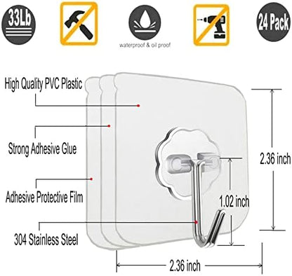 Jwxstore 12 Pack Wall Hooks for Hanging 33LB Heavy Duty Self Adhesive Hooks