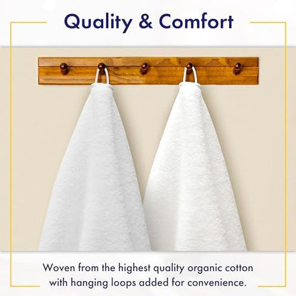 Alusa Home 100% Organic Luxury Bath Sheets - GOTS Certified - Extra Large 35x70 Inches (Pack of 2) Zero-Twist, Long-Staple Cotton Bath Sheet Set (White)