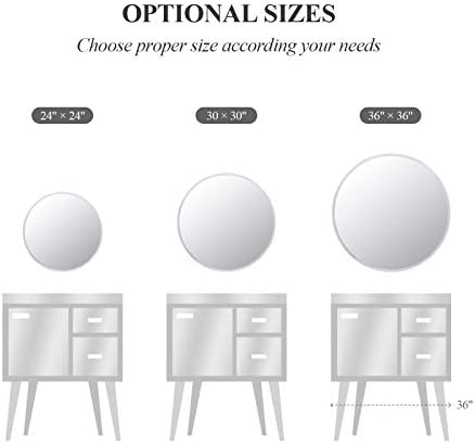 Round Frameless Wall Mirror, 36 Inch, HD Float Glass, Beveled Edge