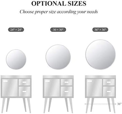 Round Frameless Wall Mirror, 30 Inch, HD Float Glass, Beveled Edge