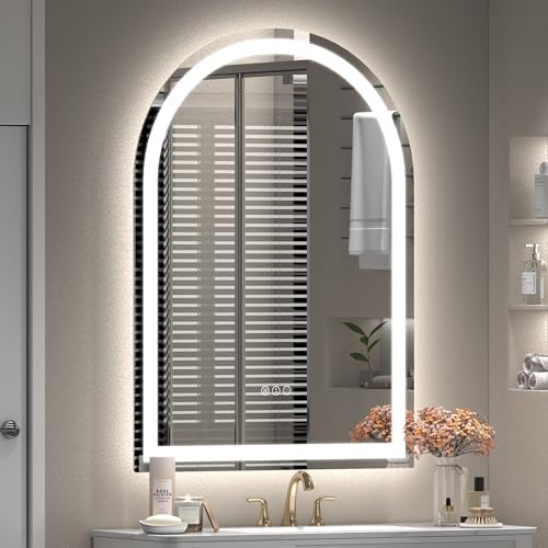 Arched LED Bathroom Mirror 20x28 Inch with Backlit and Frontlit