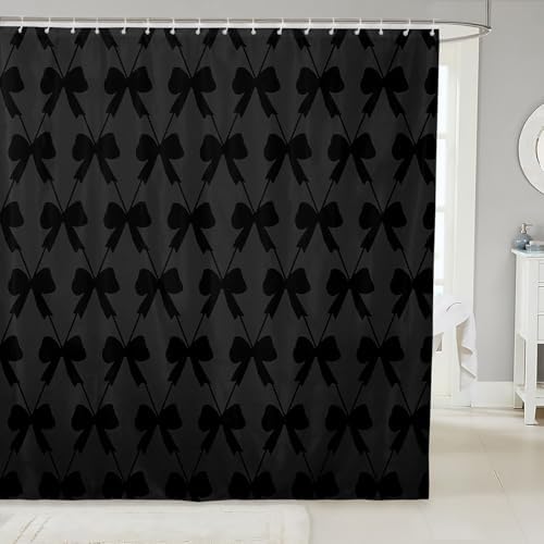 jejeloiu Cute Bow Black Bowknot Shower Curtain 72"x78" Bathroom