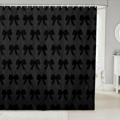 jejeloiu Cute Bow Black Bowknot Shower Curtain 72"x84" Bathroom