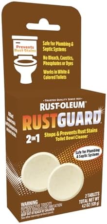Rust-Oleum RustGuard Rust Stain Remover | Heavy-Duty Iron Stain Remover & Toilet Bowl Cleaner For White & Colored Toilets | 2 Tablet Box