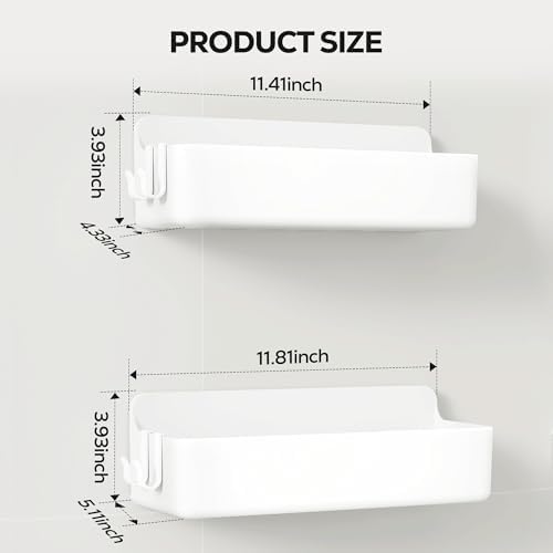 Nieifi Adhesive Shower Shelves, White, 2 Pieces
