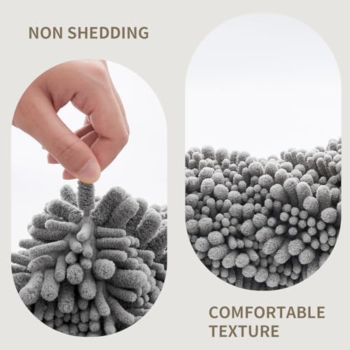 Bathroom Rugs Non Slip Washable 32x20, Extra Thick Soft Chenille Absorbent Bath Mat, High Density Barrier Non Slip Backing, Quick Dry Plush Shaggy Floor Carpet for Tub&Shower, Grey