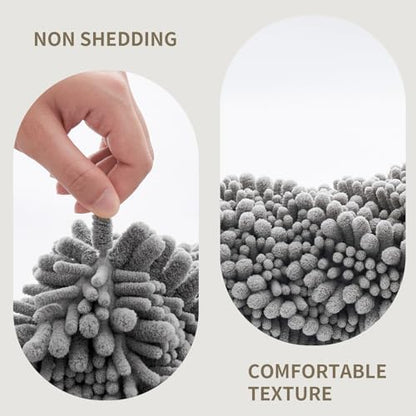 Bathroom Rugs Non Slip Washable 55x24, Extra Thick Soft Chenille Absorbent Bath Mat, High Density Barrier Non Slip Backing, Quick Dry Plush Shaggy Floor Carpet for Tub&Shower, Grey