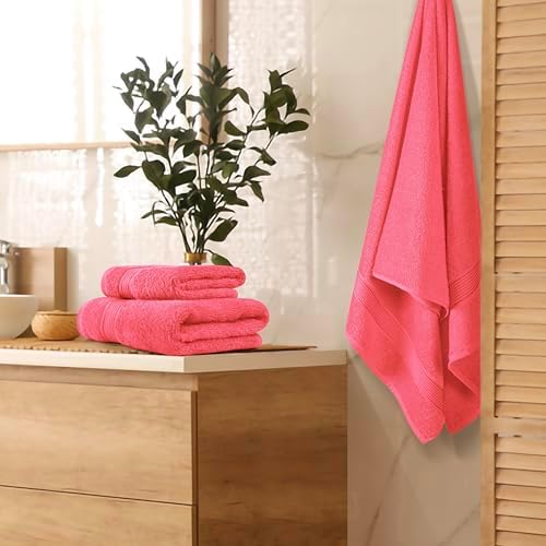 Belizzi Home Ultra Soft 3 Pack Cotton Towel Set, Contains a Bath Towel 28x55 inch, a Hand Towel 16x24 inch & a Wash Coth 12x12 inch, Ideal Everyday use, Compact & Lightweight - Coral Orange