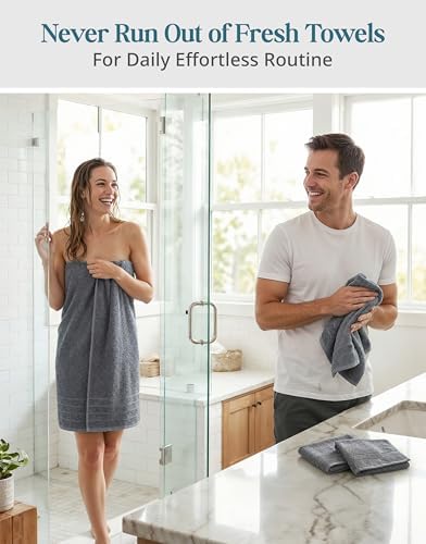 Casa Platino Towel Set Soft Absorbent Quick Dry 100% Cotton - Cool Grey