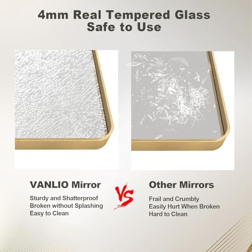 30x36 Gold Framed Bathroom Mirror for Wall